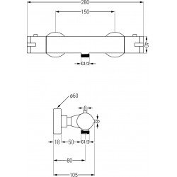 Mexen Tord Set de  dus  montat pe perete cu cap de  dus  cu efect de ploaie si  baterie termostatica  de  dus  Kai, chrom - 77100200-00