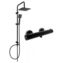 Mexen Tord Set de  dus  montat pe perete cu cap de  dus  cu efect de ploaie si  baterie termostatica  de  dus  Kai,  negru - 77100200-70 Baterie de dus 467680 Mexen