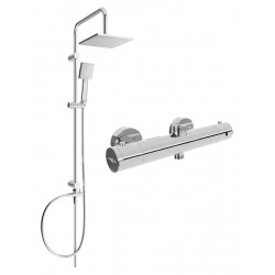 Mexen Tord Set de  dus  montat pe perete cu cap de  dus  cu efect de ploaie si  baterie termostatica  de  dus  Kai, chrom - 77150200-00 Baterie de dus 467680 Mexen