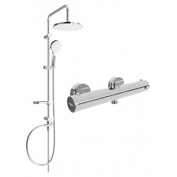 Mexen Erik Set de  dus  montat pe perete cu cap de  dus  cu efect de ploaie si  baterie termostatica  de  dus  Kai, chrom - 77150205-00 Baterie de dus 467680 Mexen