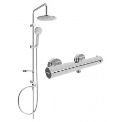 Mexen Carl Set de  dus  montat pe perete cu cap de  dus  cu efect de ploaie si  baterie termostatica  de  dus  Kai, chrom - 77150240-00 Baterie de dus 467680 Mexen