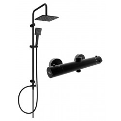 Mexen Tord Set de  dus  montat pe perete cu cap de  dus  cu efect de ploaie si  baterie termostatica  de  dus  Kai,  negru - 77150200-70 Baterie de dus 467680 Mexen