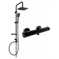Mexen Sven Set de  dus  montat pe perete cu cap de  dus  cu efect de ploaie si  baterie termostatica  de  dus  Kai,  negru - 77150262-70 Baterie de dus 467680 Mexen