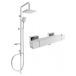 Mexen Sven Set de  dus  montat pe perete cu cap de  dus  cu efect de ploaie si  baterie termostatica  de  dus  Cube, chrom - 77200262-00 Baterie de dus 467680 Mexen
