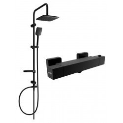 Mexen Sven Set de  dus  montat pe perete cu cap de  dus  cu efect de ploaie si  baterie termostatica  de  dus  Cube,  negru - 77200262-70 Baterie de dus 467680 Mexen