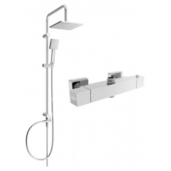 Mexen Tord Set de  dus  montat pe perete cu cap de  dus  cu efect de ploaie si  baterie termostatica  de  dus  Cube, chrom - 77250200-00 Baterie de dus 467680 Mexen