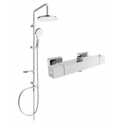 Mexen Erik Set de  dus  montat pe perete cu cap de  dus  cu efect de ploaie si  baterie termostatica  de  dus  Cube, chrom - 77250205-00 Baterie de dus 467680 Mexen