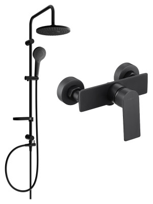 Mexen Erik  set de  dus  montat pe perete cu cap de  dus  cu efect de ploaie si  baterie de  dus   Alexa,  negru - 71240205-70