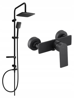 Mexen Sven  set de  dus  montat pe perete cu cap de  dus  cu efect de ploaie si  baterie de  dus   Alexa,  negru - 71240262-70