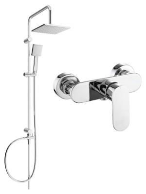 Mexen Tord  set de  dus  montat pe perete cu cap de  dus  cu efect de ploaie si  baterie de  dus   si lo, chrom - 71340200-00