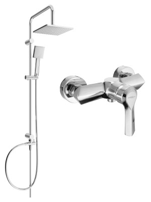 Mexen Tord  set de  dus  montat pe perete cu cap de  dus  cu efect de ploaie si  baterie de  dus   Sabre, chrom - 72140200-00