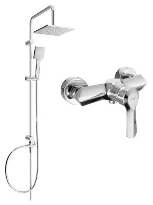 Mexen Tord  set de  dus  montat pe perete cu cap de  dus  cu efect de ploaie si  baterie de  dus   Sabre, chrom - 72140200-00