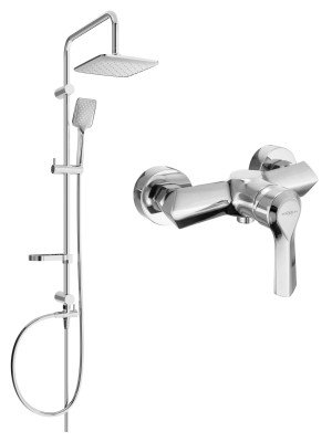 Mexen Sven  set de  dus  montat pe perete cu cap de  dus  cu efect de ploaie si  baterie de  dus   Sabre, chrom - 72140262-00