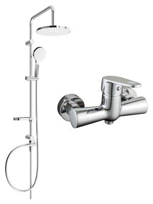 Mexen Erik  set de  dus  montat pe perete cu cap de  dus  cu efect de ploaie si  baterie de  dus   Kama, chrom - 72540205-00