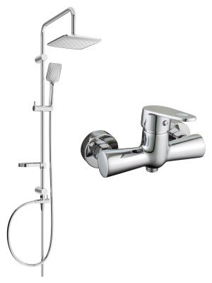 Mexen Sven  set de  dus  montat pe perete cu cap de  dus  cu efect de ploaie si  baterie de  dus   Kama, chrom - 72540262-00
