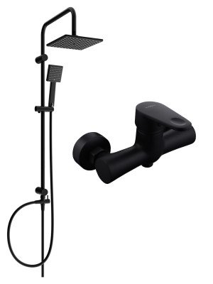 Mexen Tord  set de  dus  montat pe perete cu cap de  dus  cu efect de ploaie si  baterie de  dus   Kama,  negru - 72540200-70