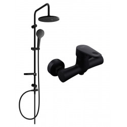 Mexen Erik  set de  dus  montat pe perete cu cap de  dus  cu efect de ploaie si  baterie de  dus   Kama,  negru - 72540205-70 Baterie de dus 467680 Mexen