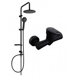 Mexen Carl  set de  dus  montat pe perete cu cap de  dus  cu efect de ploaie si  baterie de  dus   Kama,  negru - 72540240-70 Baterie de dus 467680 Mexen
