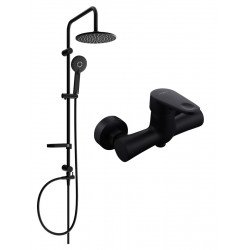 Mexen Carl  set de  dus  montat pe perete cu cap de  dus  cu efect de ploaie si  baterie de  dus   Kama,  negru - 72540240-70