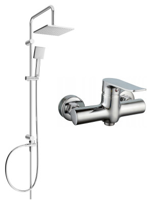 Mexen Tord  set de  dus  montat pe perete cu cap de  dus  cu efect de ploaie si  baterie de  dus   Pecos, chrom - 72740200-00