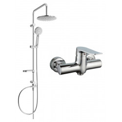Mexen Carl  set de  dus  montat pe perete cu cap de  dus  cu efect de ploaie si  baterie de  dus   Pecos, chrom - 72740240-00 Baterie de dus 467680 Mexen