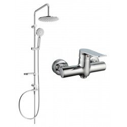 Mexen Carl  set de  dus  montat pe perete cu cap de  dus  cu efect de ploaie si  baterie de  dus   Pecos, chrom - 72740240-00 Baterie de dus 467680 Mexen