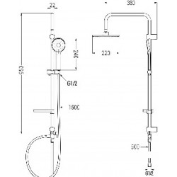 Mexen Carl  set de  dus  montat pe perete cu cap de  dus  cu efect de ploaie si  baterie de  dus   Pecos, chrom - 72740240-00