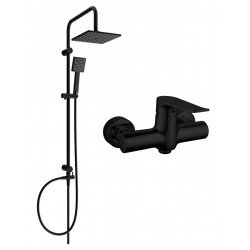 Mexen Tord  set de  dus  montat pe perete cu cap de  dus  cu efect de ploaie si  baterie de  dus   Pecos,  negru - 72740200-70