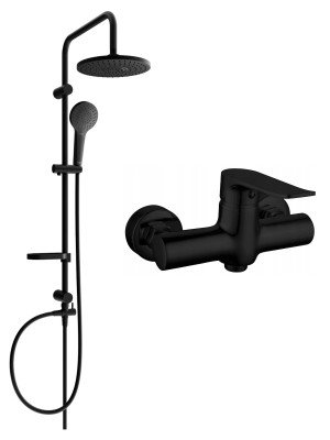 Mexen Erik  set de  dus  montat pe perete cu cap de  dus  cu efect de ploaie si  baterie de  dus   Pecos,  negru - 72740205-70