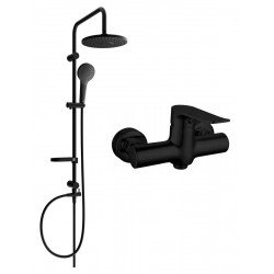 Mexen Erik  set de  dus  montat pe perete cu cap de  dus  cu efect de ploaie si  baterie de  dus   Pecos,  negru - 72740205-70