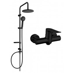 Mexen Carl  set de  dus  montat pe perete cu cap de  dus  cu efect de ploaie si  baterie de  dus   Pecos,  negru - 72740240-70 Baterie de dus 467680 Mexen
