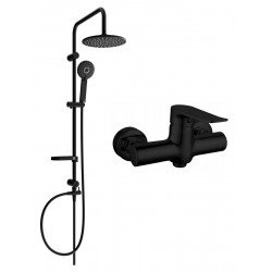 Mexen Carl  set de  dus  montat pe perete cu cap de  dus  cu efect de ploaie si  baterie de  dus   Pecos,  negru - 72740240-70 Baterie de dus 467680 Mexen