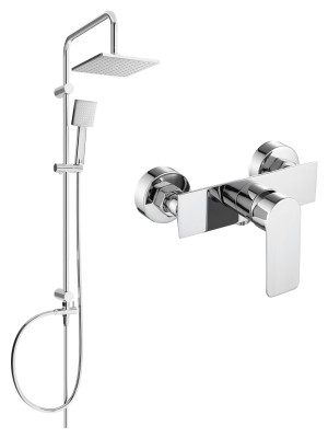 Mexen Tord  set de  dus  montat pe perete cu cap de  dus  cu efect de ploaie si  baterie de  dus   Alfa, chrom - 745740200-00