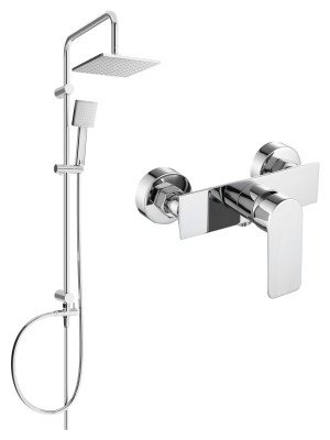 Mexen Tord  set de  dus  montat pe perete cu cap de  dus  cu efect de ploaie si  baterie de  dus   Alfa, chrom - 745740200-00