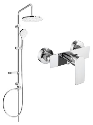 Mexen Erik  set de  dus  montat pe perete cu cap de  dus  cu efect de ploaie si  baterie de  dus   Alfa, chrom - 745740205-00
