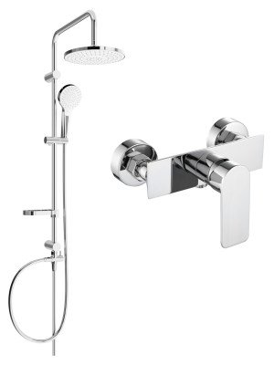 Mexen Erik  set de  dus  montat pe perete cu cap de  dus  cu efect de ploaie si  baterie de  dus   Alfa, chrom - 745740205-00