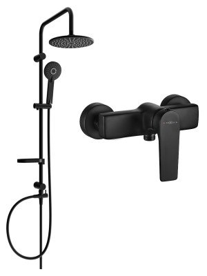 Mexen Carl  set de  dus  montat pe perete cu cap de  dus  cu efect de ploaie si  baterie de  dus   Lynx,  negru - 745940240-70