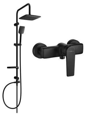 Mexen Sven  set de  dus  montat pe perete cu cap de  dus  cu efect de ploaie si  baterie de  dus   Lynx,  negru - 745940262-70