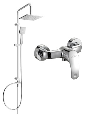 Mexen Tord  set de  dus  montat pe perete cu cap de  dus  cu efect de ploaie si  baterie de  dus   Fabia, chrom - 746540200-00