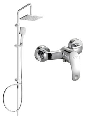 Mexen Tord  set de  dus  montat pe perete cu cap de  dus  cu efect de ploaie si  baterie de  dus   Fabia, chrom - 746540200-00