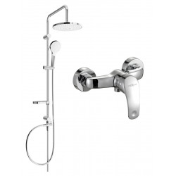 Mexen Erik  set de  dus  montat pe perete cu cap de  dus  cu efect de ploaie si  baterie de  dus   Fabia, chrom - 746540205-00 Baterie de dus 467680 Mexen