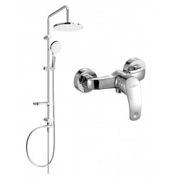 Mexen Erik  set de  dus  montat pe perete cu cap de  dus  cu efect de ploaie si  baterie de  dus   Fabia, chrom - 746540205-00 Baterie de dus 467680 Mexen