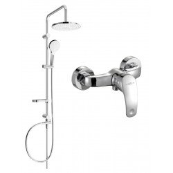 Mexen Erik  set de  dus  montat pe perete cu cap de  dus  cu efect de ploaie si  baterie de  dus   Fabia, chrom - 746540205-00 Baterie de dus 467680 Mexen