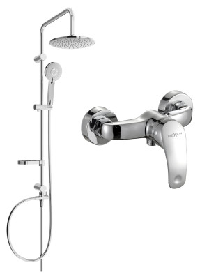 Mexen Carl  set de  dus  montat pe perete cu cap de  dus  cu efect de ploaie si  baterie de  dus   Fabia, chrom - 746540240-00