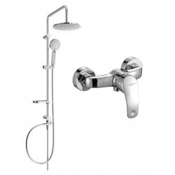 Mexen Carl  set de  dus  montat pe perete cu cap de  dus  cu efect de ploaie si  baterie de  dus   Fabia, chrom - 746540240-00 Baterie de dus 467680 Mexen