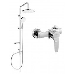 Mexen Erik  set de  dus  montat pe perete cu cap de  dus  cu efect de ploaie si  baterie de  dus   Caro, chrom - 746640205-00 Baterie de dus 467680 Mexen