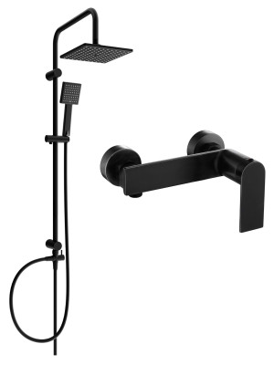 Mexen Tord  set de  dus  montat pe perete cu cap de  dus  cu efect de ploaie si  baterie de  dus   Zero,  negru - 71140200-70