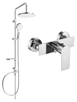 Mexen Erik  set de  dus  montat pe perete cu cap de  dus  cu efect de ploaie si  baterie de  dus   Alexa, chrom - 71240205-00