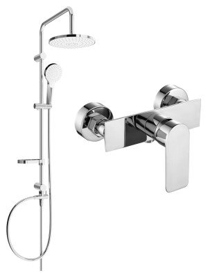 Mexen Erik  set de  dus  montat pe perete cu cap de  dus  cu efect de ploaie si  baterie de  dus   Alexa, chrom - 71240205-00
