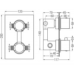 Mexen Cube DR02 set de  dus incastrat   cu  dus  de ploaie 30 cm,  auriu - 77502DR0230-50